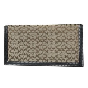 Vintage COACH Checkbook Cover Wallet Monogram Canvas Brown Leather